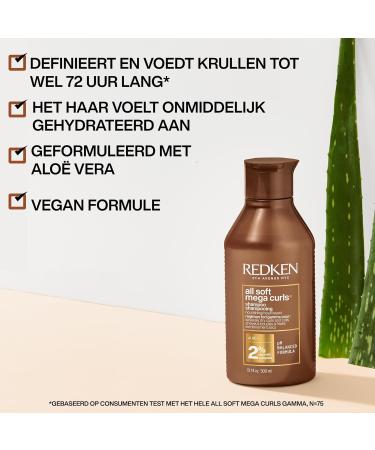 Redken Routine For Dry or Frizzy Curly Hair Set of Shampoo and Conditioner Gentle Cleansing with Intensive Nutrition Provides Hydration and Suppleness With Aloe Vera All Soft Mega Curls - Buy Online on GoSupps.com