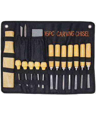 Lulu Home Wood Carving Tools  16PCS Professional Carving Knife Tool Set for Woodworking Premium Wood Handle with Chisel Gouge Whetstones - Buy Online on GoSupps.com
