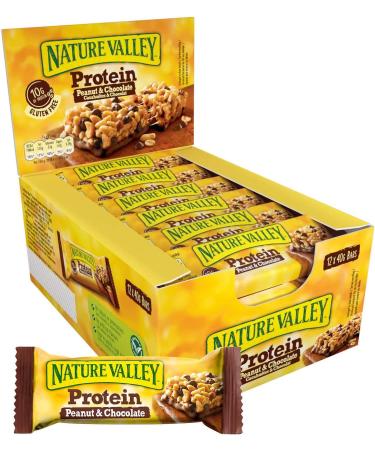 Nature Valley protein bar - peanut & chocolate 12 x 40g protein bar - rich in protein & fiber protein bar protein snack for in between high protein bar - protein bar peanut & chocolate