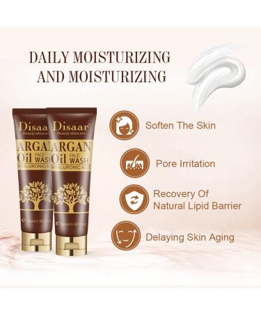 DISAAR Beauty Argan Oil Face Wash with Hyaluronic Acid - Deep Cleansing & Oil Control - Exfoliating & Moisturizing - 100ml/3.52fl.oz - Buy Online on GoSupps.com