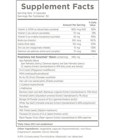 Natural Hair Growth Supplement - Hair Essentials for Women and Men - 270 Veg Caps - 3-Month Supply - Buy Online on GoSupps.com