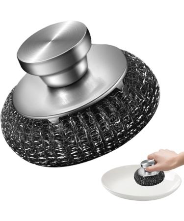 Stainless Steel Scourers Sponges Stainless Steel Scrubber Dish Brush Tile Cleaning Scrubber Brush for Cleaning Barbecue Grills Wash Sink Silver - Buy Online on GoSupps.com
