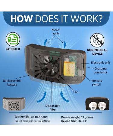 Exito Breathing Enhancer Device | Portable Nostril Expander with Mini-Fan | Rechargeable & Adjustable | Ideal for Athletes Anti-Snoring & Air Filtration - Shop Internationally - Buy Online on GoSupps.com