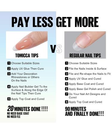 Tomicca French Press On Nails - 180 Almond Nail Tips Pre-Colored Full Cover & Base Coat 15 Sizes Nude Almond Nail Art & Extensions - Buy Online on GoSupps.com