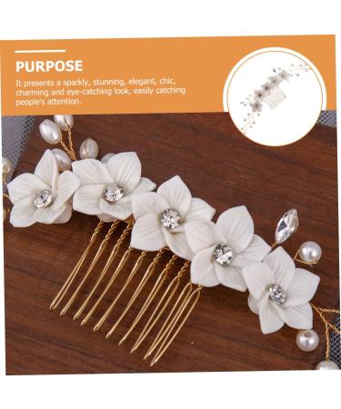 DOITOOL Rhinestone Headpiece Hair Accessories Pearl Rhinestones Wedding Flowers Banquet Wedding Flower Hair Comb - Buy Online on GoSupps.com