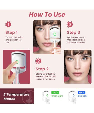 Rechargeable Heated Eyelash Curler & Electric Eyebrow Trimmer Beauty Kit - Portable Hair Clipper for Eyelashes Eyebrows & Nose - Stylish White & Pink Design - Buy Online on GoSupps.com
