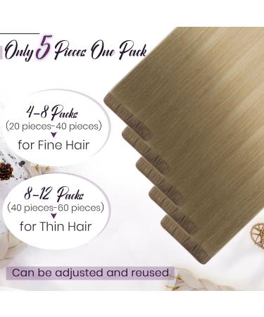 LAAVOO Virgin Real Hair Tape Extensions - Balayage Blond & Ash Blonde Ombre - 40cm 5PCs #8/27/60 - Buy Online on GoSupps.com