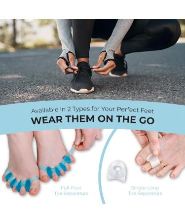 Silicone Toe Spreader Set - 4 Pieces for Overlapping Toes | Toe Separator & Spacer for Bunion Correction | Restore Natural Toe Shape - Blue - Buy Online on GoSupps.com