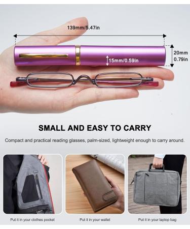Abetos Mini Narrow Reading Glasses - Compact Lightweight Visual Aid for Men & Women | Fashionable Black 3.0x with Case - Buy Online on GoSupps.com