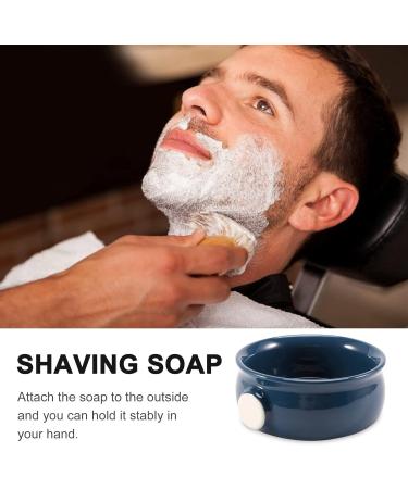 TAVIS Ceramic Men's Shaving Mug Bowl Cup Thread Bottom Wide Mouth for Shave Brush and Shaving Soap Dark Blue - Buy Online on GoSupps.com