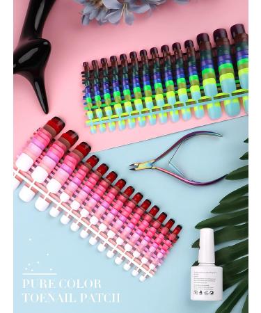 Kalolary 576Pcs Short Square False Toe Nails | Glossy Full Cover Press on Toenails Set | DIY Nail Art (24 Colors) - Color 1 - Buy Online on GoSupps.com