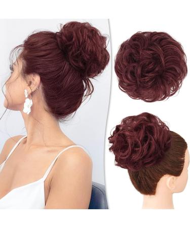 PORSMEER 2-Pack Curly Wavy Messy Hair Bun Extensions for Women - Red - Buy Online on GoSupps.com