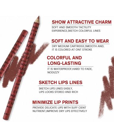 12 Colors Lip Pencil Matte Lip Liner Set Creamy Lip Pencil Smooth Soft Waterproof Long Lasting Makeup Gift Box for Women Girls - Buy Online on GoSupps.com