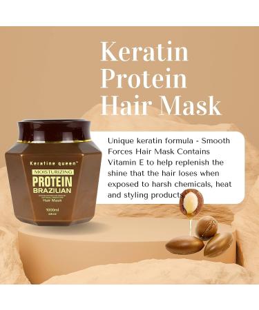 Keratin Queen Moisturizing Hair Growth Mask - Professional Brazilian Treatment with Argan Oil and Omega 3, 6, 9 for Repair and Nourishment - All Hair Types - Buy Online on GoSupps.com