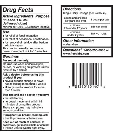 Fleet Laxative Mineral Oil Enema 4.5 Fl Oz - Pack of 12 | Gentle Relief for Constipation - Buy Online on GoSupps.com