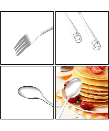 Children's Cutlery Set - 6-Piece Stainless Steel Fork & Spoon Set with Bear Pattern - Perfect for Kids' Dining & Desserts - 16.5cm Baby Spoon & Fork - Buy Online on GoSupps.com