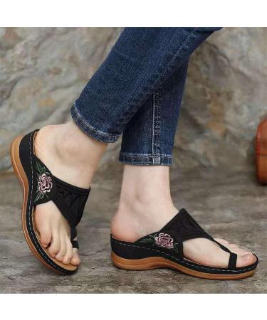 Buy Foot Correction Beach Flip Flops for Women | Summer Lightweight Bunion Orthopedic Sandals Non-Slip Hallux Valgus Slippers for Plantar Fasciitis - Size 6.5 Black - Buy Online on GoSupps.com