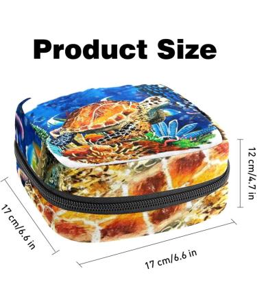 Women's Big Capacity Storage Pocket for Menstrual Cups & Makeup - Sea Turtle Watercolor Travel Organizer - Buy Online on GoSupps.com