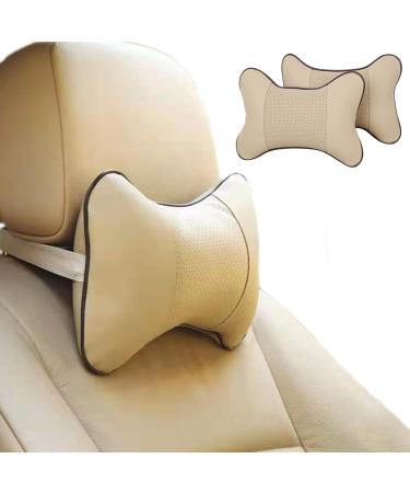 XSQD 2pcs Car Headrest Pillows Cushions Memory Foam Seat Neck Support'' Comfortable Soft Universal Rest Cushion for Auto Driving white Offwhite