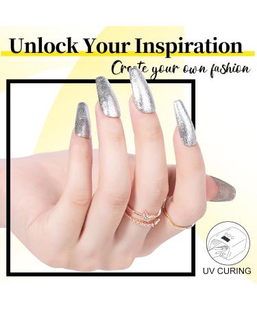 NXJ INFILILA Glitter Nail Polish Platinum Glitter Gel Nail Polish Silver Nail Gel Polish Holographic Pigments Gel Nail Polish Soak off UV LED Cured for Home & Salon A-silver - Buy Online on GoSupps.com