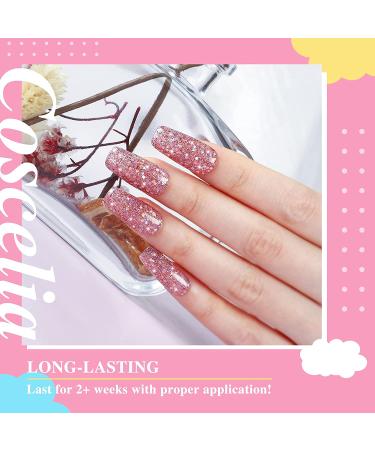 6-Piece Glitter Gel Nail Polish Set with Painting Brush Pen - Shining Platinum Red Gold Pink Purple Silver Colors - UV LED Gel Nail Starter Kit - Buy Online on GoSupps.com