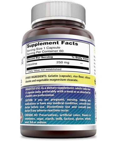 Amazing Formulas Citicoline 250mg Capsules - Brain Health Support for Memory, Focus, and Clarity - 240 Count (Non-GMO Gluten Free) - Buy Online on GoSupps.com