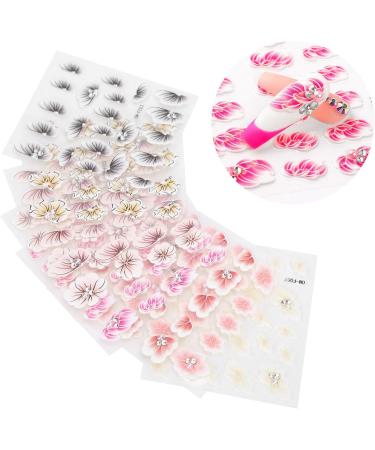5D Nail Art Stickers Self Adhesive Nail Stickers Nail Decoration Fashion Accessories Embossed Flowers Self Adhesive Nail Decoration for Manicure Nail Art Supplies - Buy Online on GoSupps.com