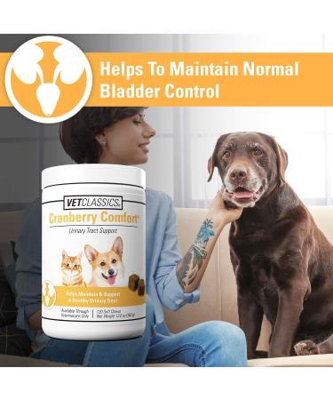 Vet Classics Cranberry Comfort: Urinary Tract Supplement for Dogs & Cats - Bladder Health, Incontinence Support, 120 Soft Chews - Buy Online on GoSupps.com