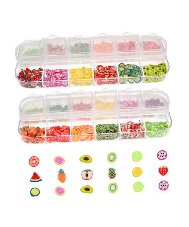 Housoutil 6 Boxes 12 Polymer Clay Sequin Watermelon Nail Art Fruit Nail Decorations Women Nail Fruit Stickers Nail Designs Fruit Stickers for Nails Strawberry The Flowers 3D 0.5X0.5CMx3pcs Assorted Colorx3pcs