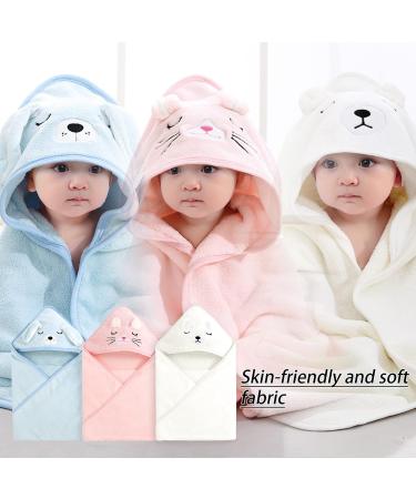 Soft Hooded Baby Towel Set - 2 Pack | Large Absorbent Bath Towels with Unique Animal Design | Perfect Newborn Essential Gift for Boys and Girls | White - Buy Online on GoSupps.com