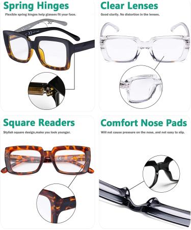 Eyekepper 4 Pack Oversized Square Reading Glasses for Women - 1.5x Magnification - 4 Pairs Mix - Buy Online on GoSupps.com