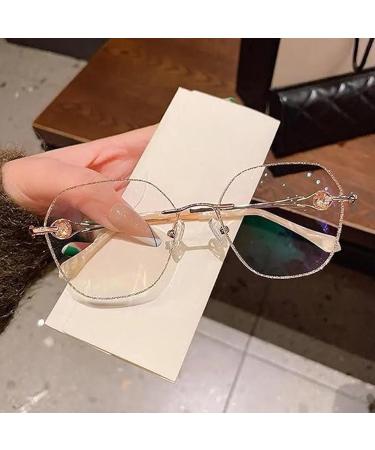Buy Women's Diamond Rimless Anti-Blue Light Reading Glasses - Fashionable Presbyopia Glasses +0.0/000 in Gold: Stylish & Protective Eyewear for All Ages - Buy Online on GoSupps.com