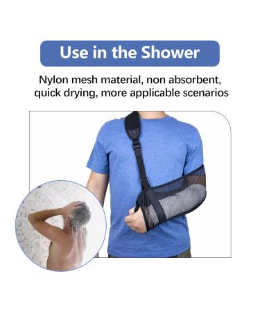 Lightweight Mesh Arm Sling for Shoulder Support | Breathable & Adjustable with Foam Neck Pad - Unisex for Right/Left Arm Injuries (Black) - Buy Online on GoSupps.com