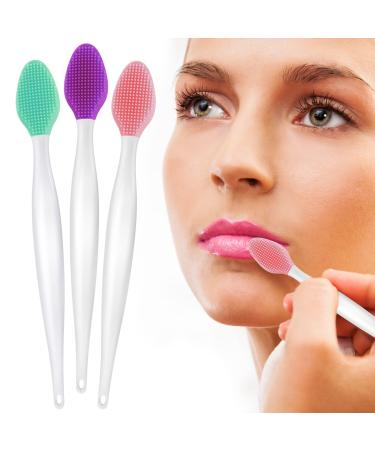 3 PCS Lip Scrub Brush Silicone Exfoliating Lip Brush Reusable Lip Scrubber Tool Soft Cleaning Lip Exfoliator Brush for Smoother and Fuller Lip Appearance (Pink+Green+Purple) - Buy Online on GoSupps.com