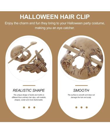 Lurrose Gothic Skull Hairpins - 2pcs Horror Skeleton Hair Fork Sticks for Women | Halloween Hair Accessory - Buy Online on GoSupps.com