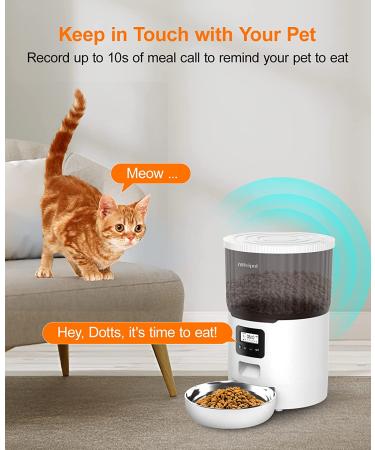 Automatic Cat Feeder with Timer | Large Dog Food Dispenser | Stainless Steel Bowl | 1-6 Meals Per Day | 10s Voice Recorder | White - Buy Online on GoSupps.com