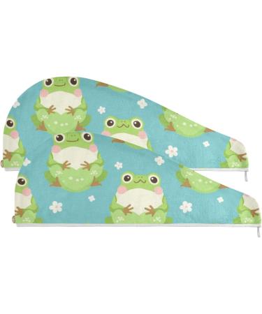 Fat Frog Hair Towel 2 Pack - Super Absorbent Quick Dry Hair Turbans for Women & Girls | Perfect Hair Drying Solution - Buy Online on GoSupps.com