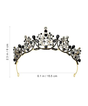 Lurrose Luxury Black Crystal Crown - Baroque Halloween Tiara & Rhinestone Queen Crown - Buy Online on GoSupps.com