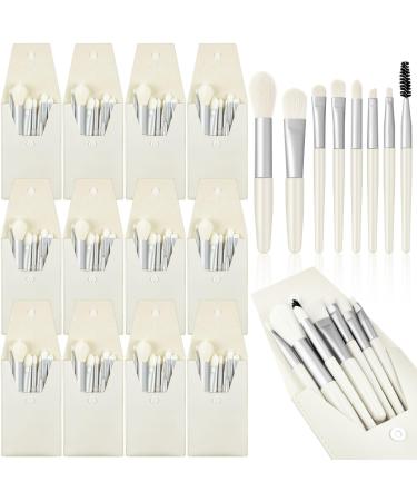 Tioncy 12 Sets Travel Makeup Brush Set Brushes Bag Bridesmaid Gift Synthetic Fibre Face Make up Brushes Angled Blush Brush for Wedding Bridal Shower Favors Bachelorette Party Gift (White)