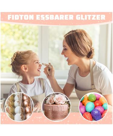 Fidton Edible Glitter for Drinks - 2 Colors Food Color Powder Set | Pink Gold & Red | Perfect for Cakes Fondant Donuts & Cocktails - 5G - Buy Online on GoSupps.com
