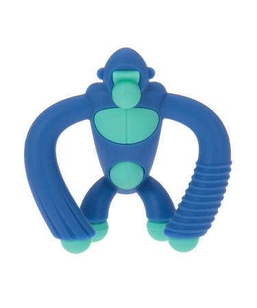 Nuby Geo Zoos Massaging Teether - Baby Teething Toy - Soft BPA-Free Easy Grip - 3+ Months - Blue Gorilla