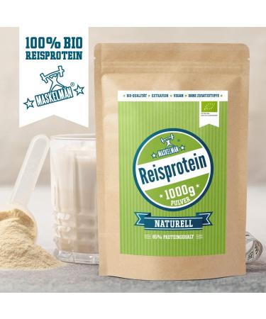 Vegan Rice Protein - 1 KG | 88% Organic Rice Bran Protein | Extra Fine Plant-Based Protein Source - Maskelm n - Buy Online on GoSupps.com
