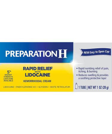 Preparation H Rapid Relief Hemorrhoid Cream with Lidocaine - 1 Oz Tube - Buy Online on GoSupps.com