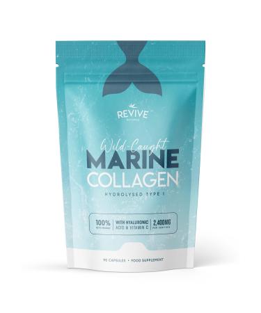 Marine Collagen Capsules 2400mg - with Hyaluronic Acid & Vitamin C - 90 Capsules - Premium Complex for Skin Joints & Hair for Women & Men Resealable and Recyclable Pouch by Alpha01 1 count (Pack of 90)
