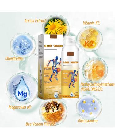 Gaukomzs 60ML Magnesium Oil Bee Venom Joint Spray Bee Venom Joint and Bone Spray for Back Knee Hands Neck - Buy Online on GoSupps.com