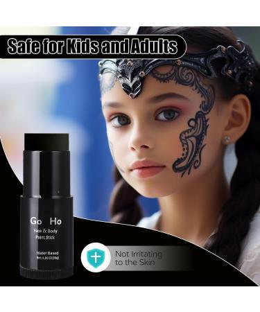 Go Ho Water Based Black Face Paint Stick - 1.06 Oz Non-toxic Cream Makeup for Adults & Children - Washable & Full-coverage Body Paint Stick for Theater, Halloween, SFX, Cosplay - Buy Online on GoSupps.com