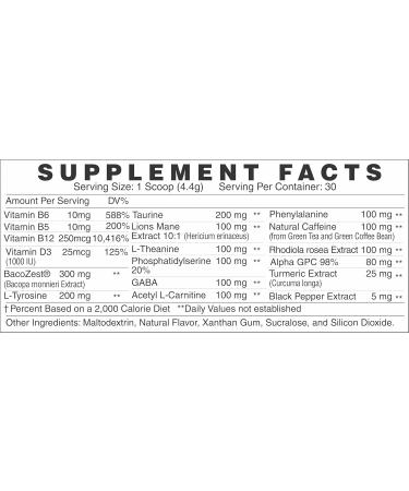 Nootro-Prime Brain Boost - Focus Brain Supplement - Mushroom Supplement Powder with Alpha GPC Nootropic Brain Supplements for Memory and Focus with Lions Mane 30 Servings Tropical Flavor Tropical 4.7 Ounce (Pack of 1) - Buy Online on GoSupps.com