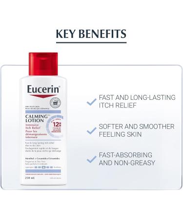 EUCERIN Calming Intensive Itch Relief Lotion for Itchy Dry Skin | Body Lotion 250mL | Dry Skin Lotion | Ceramide Lotion | Fragrance-free Lotion | Non-Greasy Cream | Recommended Brand by Dermatologists - Buy Online on GoSupps.com