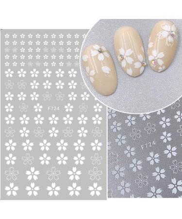 3D Self Adhesive Flower Nail Stickers - White | Nail Art Decals for Women, Kids, and Girls | Blossom Manicure Tips and Nail Wraps for Acrylic Nails - Buy Online on GoSupps.com