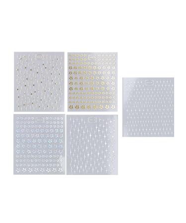 5 Sheet Nail Art Stickers Flowers Star Shaped Self Adhesive Nail Decals Decorative Embossed Nail Stickers for Women Girls